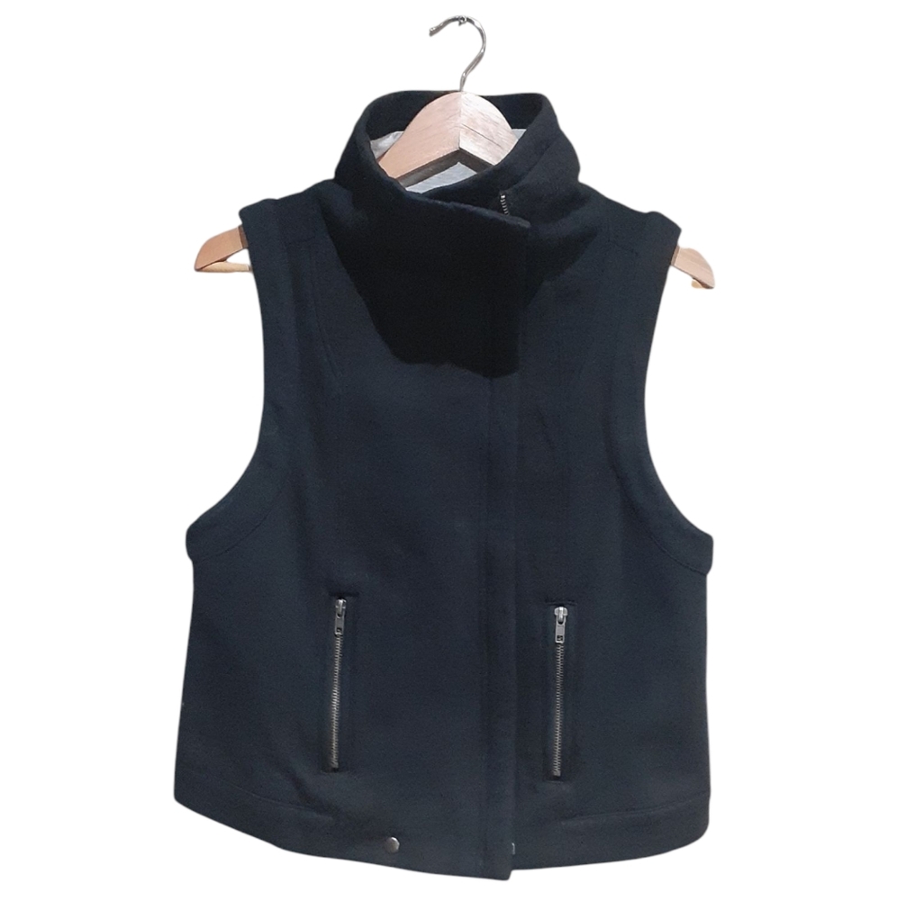 Luii Women's Fleece Sleeveless Vest Black With Gray Lining Size Large